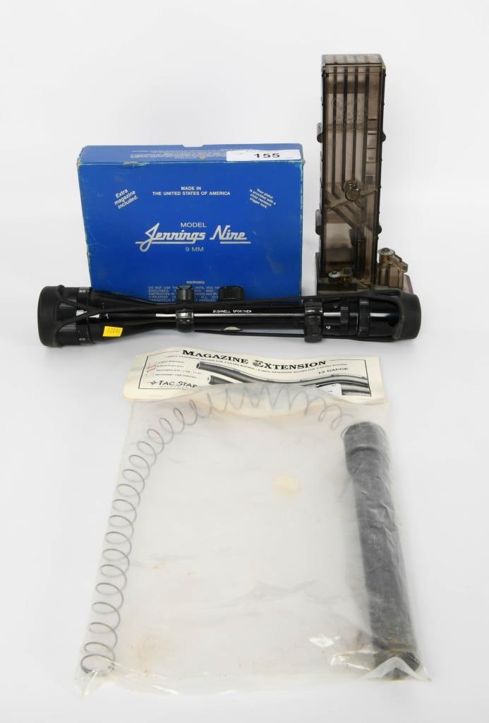 Bushnell Sportview Riflescope, Ram-line Autoloader: Lot contains a few Accessories for your bidding pleasure, we have a Bushnell Sportview Riflescope comes with rubber lens covers and mounted scope rings, this scope measures approx 13" in length and is