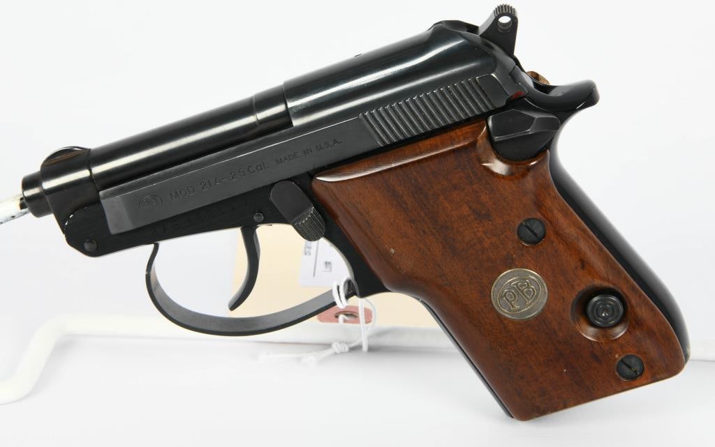 Beretta Model 21-A Semi Auto Tip-up Pistol .25 ACP: Up Next We Have a Cute Little Beretta Model 21-A Semi Auto Tip-up Pistol Chambered in .25 ACP, It Comes With One Magazine, Nice Wood Grips With Medallions, And Appears in Excellent Condition.