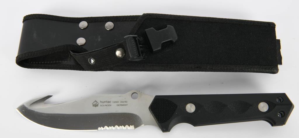 Rare Puma Huntac German Soligen Tactical Survival: Rare Puma Huntac fixed blade German knife knives 132001- Tactical Survival Knife with Scabbard. original and appears unused Puma Huntac Tactical Gut Hook Survival Knife in original Box , Model 13 2001
