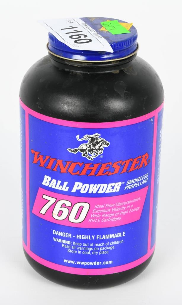 1 LB Of Winchester 760 Smokeless Ball Gun Powder: Attention, valued bidders! a 1-pound container of Winchester 760 Smokeless Ball Gun Powder, renowned for its ideal flow characteristics and excellent velocity in a wide range of high-energy rifle cart