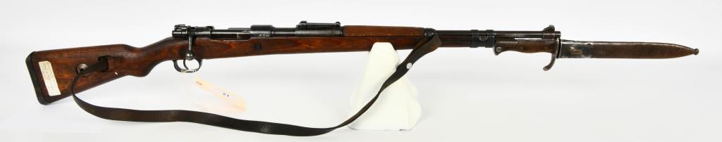 Scarce 1939 "S/27" Code Model K98 Mauser: This is an example of a scarce pre WWII German K98 rifle that was manufactured by the Erfurt Arsenal. The top of the receiver ring is marked "27 / 1937", the right side with three "eagle/77" proofs an