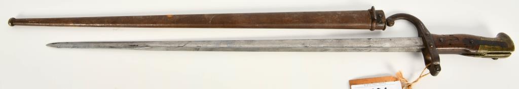 French M1874 Gras Bayonet w/Scabbard Matching#: T-back sword bayonet for use on the 11 mm. M1874 Gras rifle. The M1874 was a conversion of the M1866 Chassepot design, that enabled use of the 11.15 x 59 mm. centerfire cartridge. The M1874 rifle is r