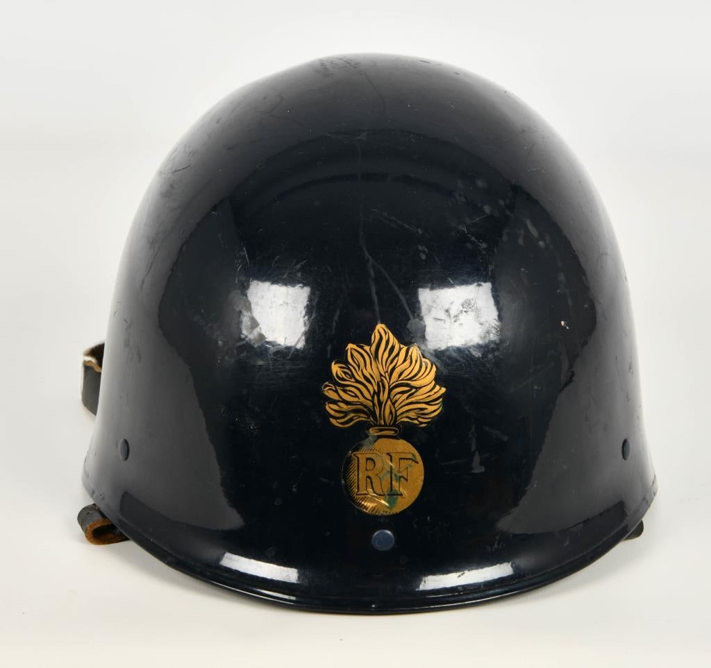 French RF Adrian Helmet Military / Police: French RF Adrian Helmet Military / Police-This is a French RF Adrian Military / Police helmet in very good condition Dated 1985 inside helmet. We do our best to research and describe the items accurat