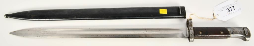 SCARCE Czech WW2 VZ23 Rifle Bayonet w/scabbard: Scarce Czech WWII VZ23 Rifle Socket Bayonet with Scabbard- overall length of 20.5" with a blade of 15.25" in length, comes with the serial number 02510 and comes with a crown on the end of the pommel,
