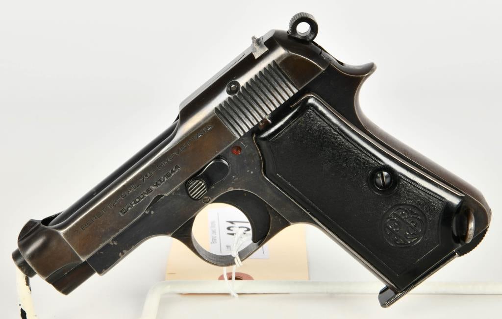 Beretta M1935 Brevettata Semi-Auto Pistol 7.65MM: Up Next We Have a Beretta Model 1935 Brevettata Semi-Auto Pistol Chambered in 7.65mm (.32 ACP) and Dated 1944, It Comes With One Magazine, Blued Finish, Original Grips, and Appears in Overall Great Co
