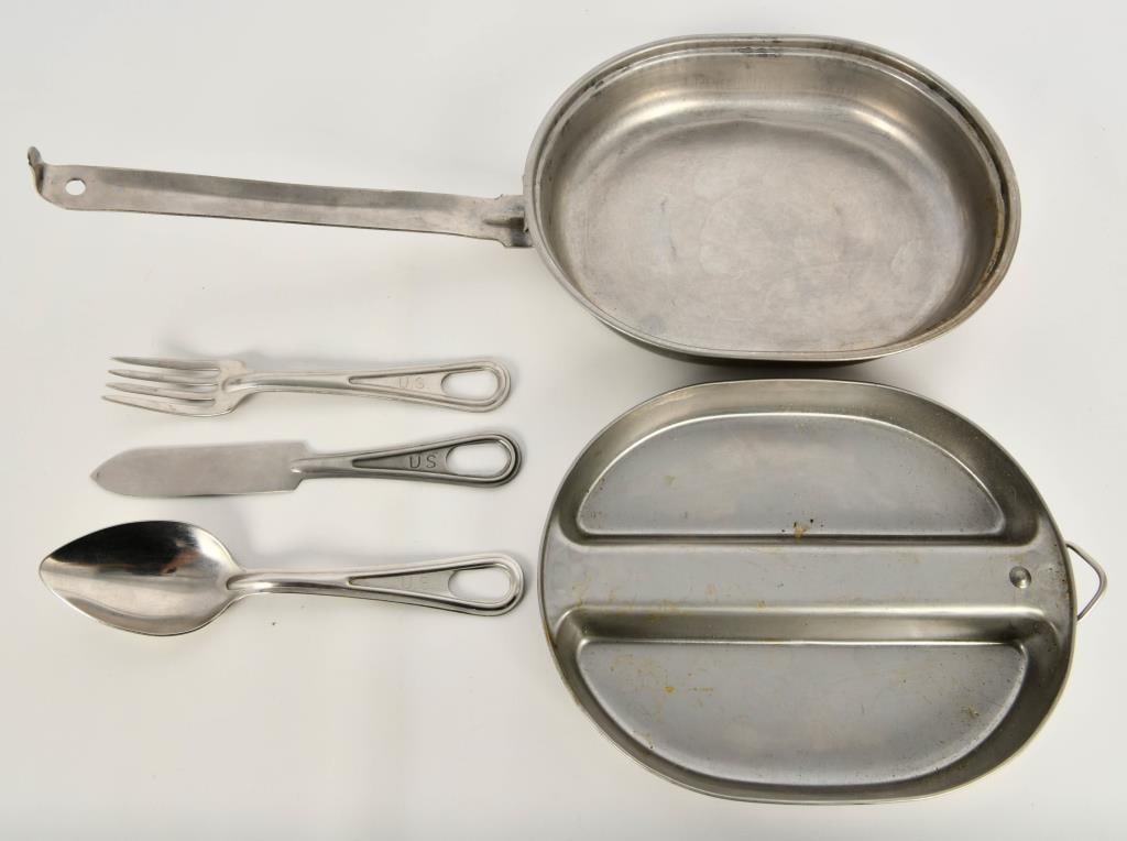 US Military Mess Kit Complete w/ Fork, Knife &: spoon; Hey Bidders! Up for auction is a complete US military mess kit, including a fork, knife, and spoon, all in an unissued US-marked portable kit. This essential piece of military gear is perfect f