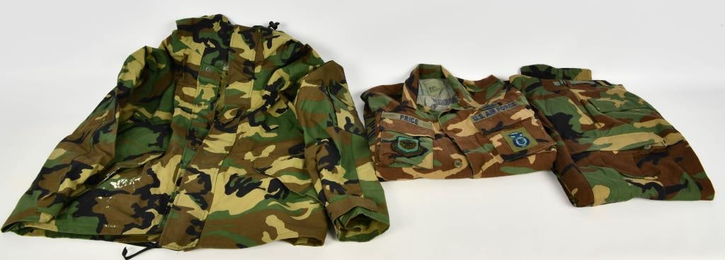 USGI Cold Weather Parka, Combat Coat & Trouser: USGI Military Cold Weather Parka, sz Large Regular, woodland camo print, #8415-01-228-1319, nice pre owned jacket, has some spots to clean but other wise nice parka with hood, then we have a Hot Weath