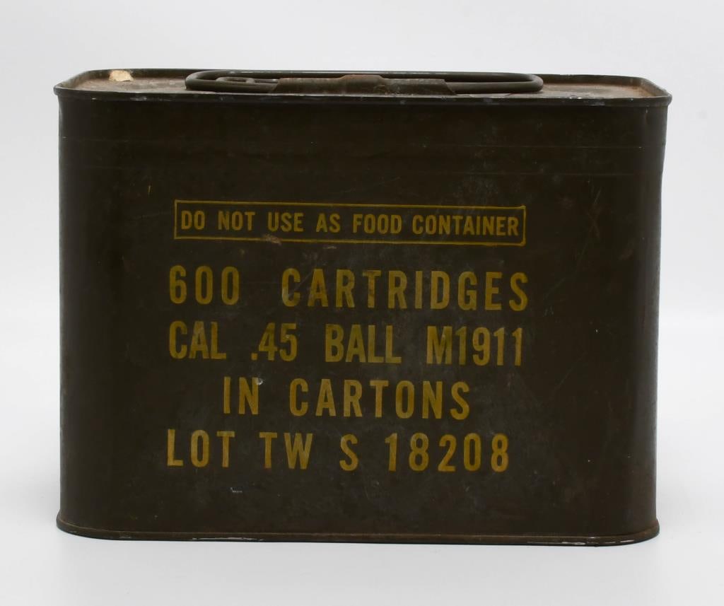 600 Rd Sealed Spam Can Of .45 M1911 Ball Ammo: Greetings, esteemed bidders! Up for auction is a sealed spam can containing 600 rounds of .45 M1911 ball ammunition, complete with a spam can key opener.