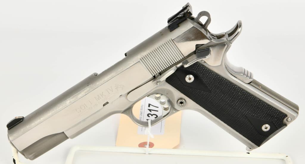 Colt Government MKIV Stainless 80 Series .45 ACP: The Colt Government MKIV Stainless 80 Series semi-auto 1911 pistol in .45 ACP is a classic firearm known for its timeless design and robust performance. This particular model, featuring a stainless st