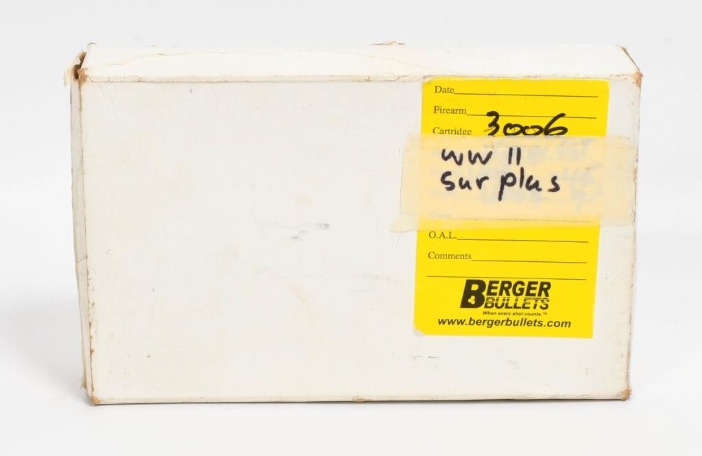 10 Rounds Of WWII Military .30-06 Ammunitions: Hello, bidders! On auction are 10 rounds of WWII military .30-06 ammunition, featuring brass-cased ammo.