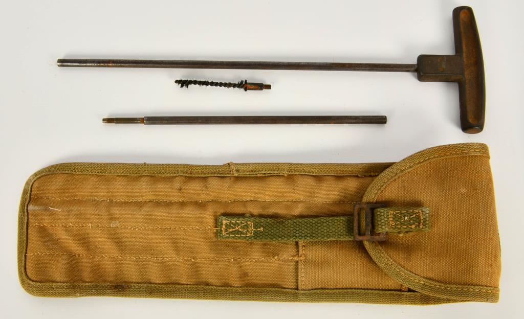 Original WWII M1 Gun Cleaning Kit: Hello Bidders! Up for auction is an original WWII M1 gun cleaning kit, complete with cleaning rods, brushes, and a convenient carry case.