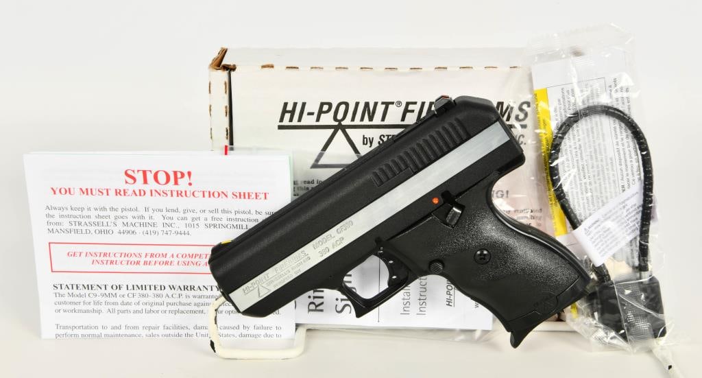 Hi-Point Model CF380 Semi Auto Pistol .380 ACP: Up Next is a Brand New Hi-Point Model CF380 Semi Auto Pistol Chambered in .380 ACP, It comes with 1 Magazine in The Factory Box With Lock, Ghost Ring, and Paperwork. More from the Internet Below: The 