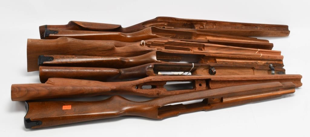 (8) Various wood stock, Ruger, Winchester & more: (3)Ruger 10/22 Carbine 22 LR Autoloading Rifle with Hardwood Stock, pre owned in real nice condition, refer to pictures, there may be some minor mark or sling ding but nothing major all three are nice