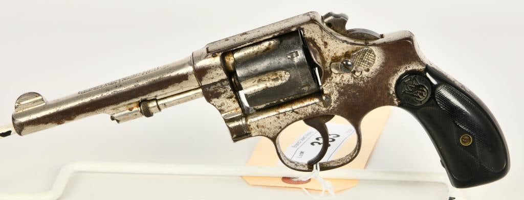 Smith & Wesson Hand Ejector Model .32 S&W Long: Up Next We Have a Smith & Wesson Hand Ejector Model Revolver Chambered in .32 S&W Long, in Nickel Finish, Most Finish Lost, and Dressed in Miss Matched Grips, One Mother of Pearl, Other Hard Rubber, 4