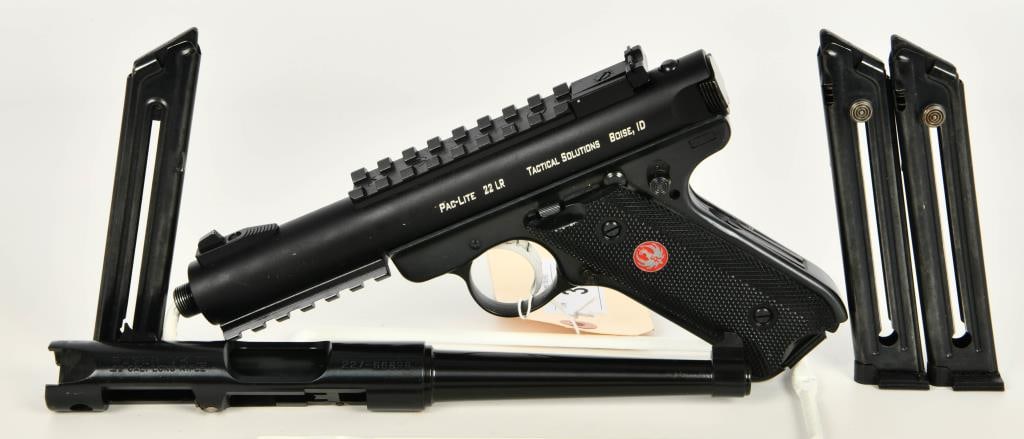 Ruger MKIII Pistol W/ Pac-Lite Upper .22 LR: Here We Have a Ruger MKIII Semi Auto Pistol That Comes With The Original Upper/barrel Assembly, and is now Upgraded With a Tactical Solutions Pac-Lite Upper With Threaded Barrel, Chambered in .22 LR, 