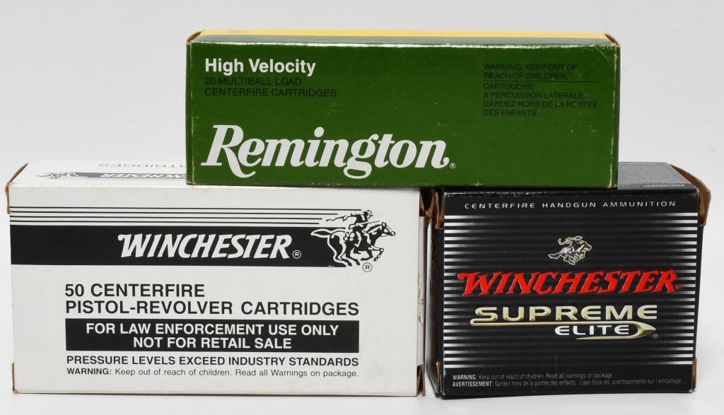 90 Rounds Of .38 SPL & .38 SPL +P Ammunition: Presenting 90 rounds of mixed .38 SPL and .38 SPL +P ammunition. This lot includes 50 rounds of Winchester .38 SPL +P+ 147-grain jacketed hollow points, 20 rounds of Winchester Supreme Bonded 130-grai