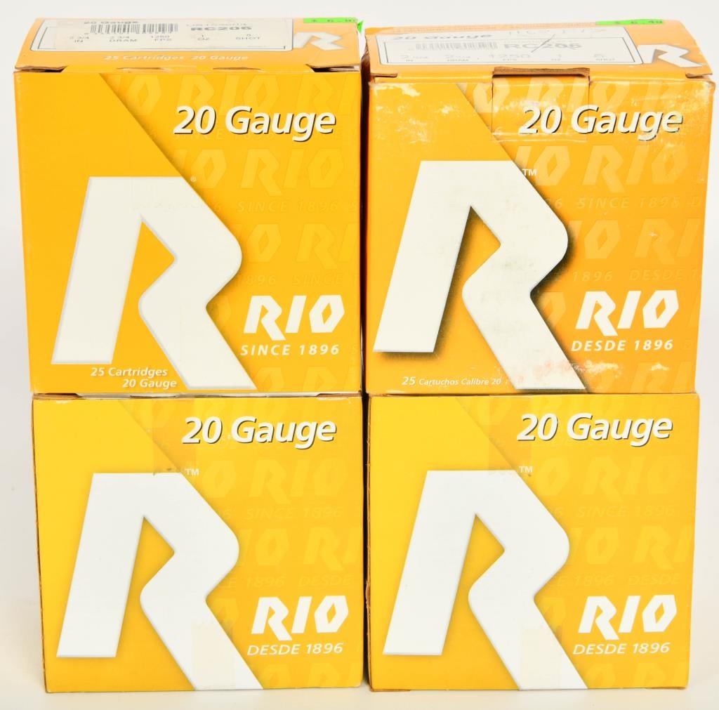 100 Rounds of RIO Game Load 20 Gauge Shotshells: Up Next We Have 100 Rounds of RIO Game Load 20 Gauge Shotshells, 2 3/4 1 OZ #6 1250 FPS