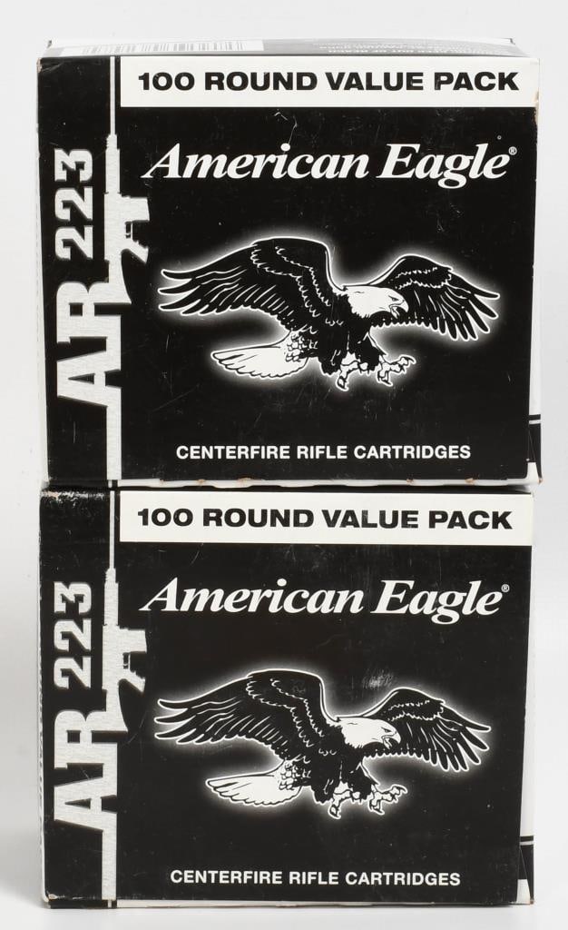 200 Rounds American Eagle .223 Rem Ammunition: Welcome, bidders! Up for auction are 200 rounds of American Eagle .223 Rem ammunition, featuring 55-grain full metal jacket bullets. Perfectly suited for your AR-223