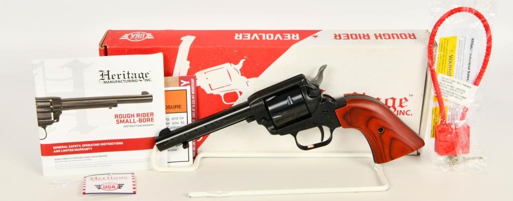 Heritage SAA Rough Rider Revolver .22 LR: Up Next We Have a Heritage SAA Rough Rider Revolver Chambered in .22 LR, 4 1/2" Barrel, Wood Grips, and Comes in The Factory Box With Paperwork. Appears in Excellent Condition.