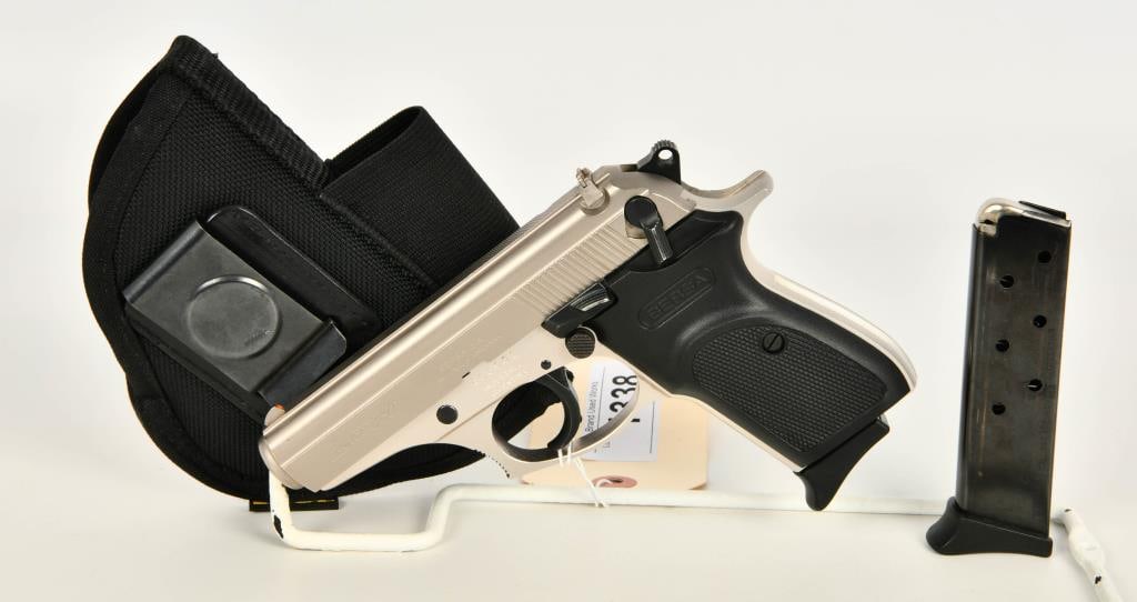 Bersa Thunder Semi Auto Pistol .380 ACP Nickel: Up Next We Have a Bersa Thunder Semi Auto Pistol Chambered in .380 ACP, 3.5" Barrel, Comes WIth Two 8 Round Magazines, Nickel Finish, and Comes With a Blue Stone NRA Holster, More From The Internet Be