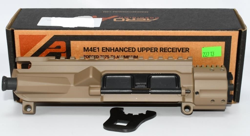 NIB Aero Precision M4E1 Enhanced Upper Assembly: Dive into precision and innovation with our exclusive auction featuring a New In Box (NIB) Aero Precision M4E1 Enhanced Upper Assembly. This upper assembly, boasting a Flat Dark Earth (FDE) Cerakote f