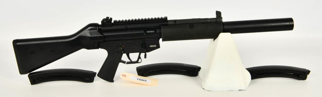 American Tactical GSG-522 Semi Auto Rifle .22 LR: Up Next We Have a American Tactical GSG 522 Semi Auto Rifle Chambered in .22 LR, Faux Threaded Suppressor, and Fixed Position Stock, Drum Sight, Comes With Three Magazines, and Overall Appears in Good