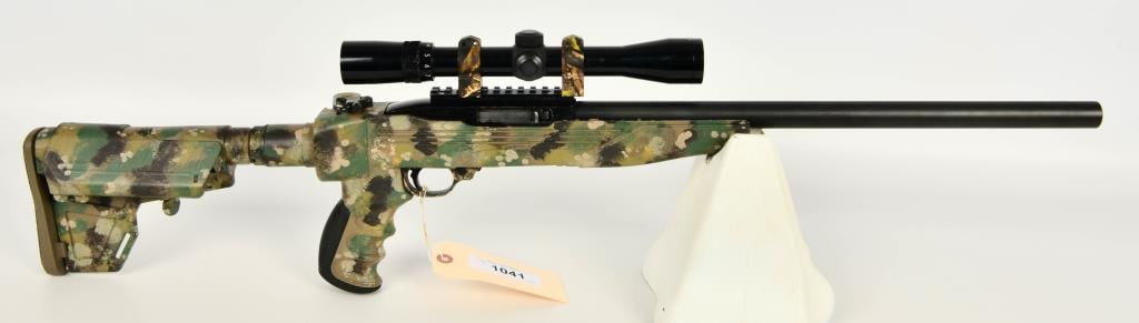 Ruger 10/22 Heavy Barrel Semi Auto Rifle .22 LR: Up Next We Have a Ruger 10/22 Heavy Barrel Semi Auto Rifle Chambered in .22 LR, and Comes Nestled in a Camo Print ATI Folding Stock, 18" Champion Heavy Bull Barrel, and Topped With a Bushnell Sportvie