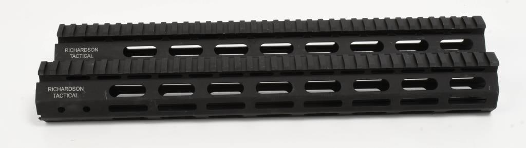 2 15" AR Metal M-LOK Handguards: Attention, bidders! were offering two 15" AR metal M Lok handguards. These handguards provide excellent stability and multiple attachment points for customizing your AR setup.