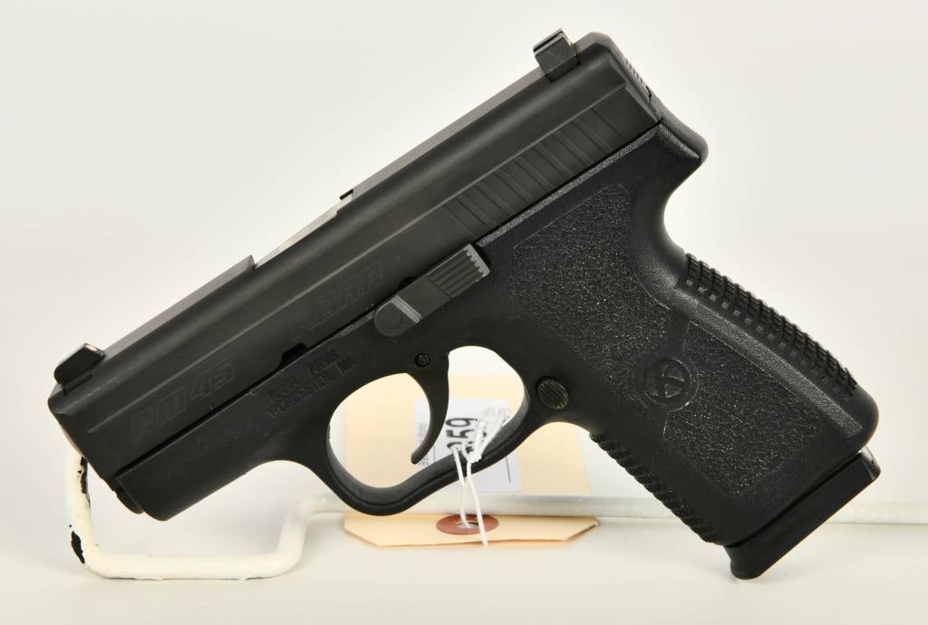 Kahr Arms PM45 Semi Auto Carry Pistol .45 ACP: Up Next We Have a Kahr Arms PM45 Semi Auto Carry Pistol Chambered in .45 ACP, Comes With One Magazine, and Appears in Excellent Pre owned Condition.