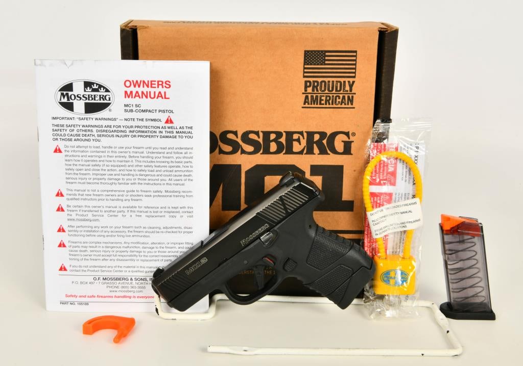 Mossberg MC1SC Subcompact Semi-Auto Pistol 9MM: The Mossberg MC1SC Subcompact Semi Auto Pistol, chambered in 9mm, is designed with a focus on concealed carry, featuring a slim and dehorned profile. This pistol comes equipped with two magazines and 
