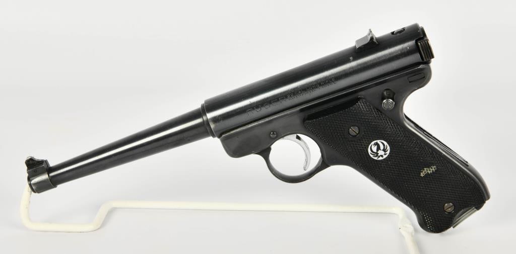 Ruger Standard Automatic Pistol .22 LR: Up Next We Have a Ruger Standard Automatic Pistol Chambered in .22 LR, It Has a 6" Tapered Barrel and Comes With a One Magazine, Serial # 10-69347. Fixed Front and Rear Sight. Appears in Great Pre-own
