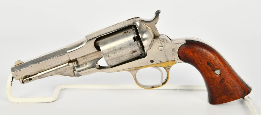 Remington New Model Police Conversion .38 RF: Up Next We Have a Remington New Model Police Conversion Revolver Chambered in .38 Rimfire, Only 18,000 produced, made circa 1865 to 1873 in Ilion, New York. It would have started out life as a .36 cal
