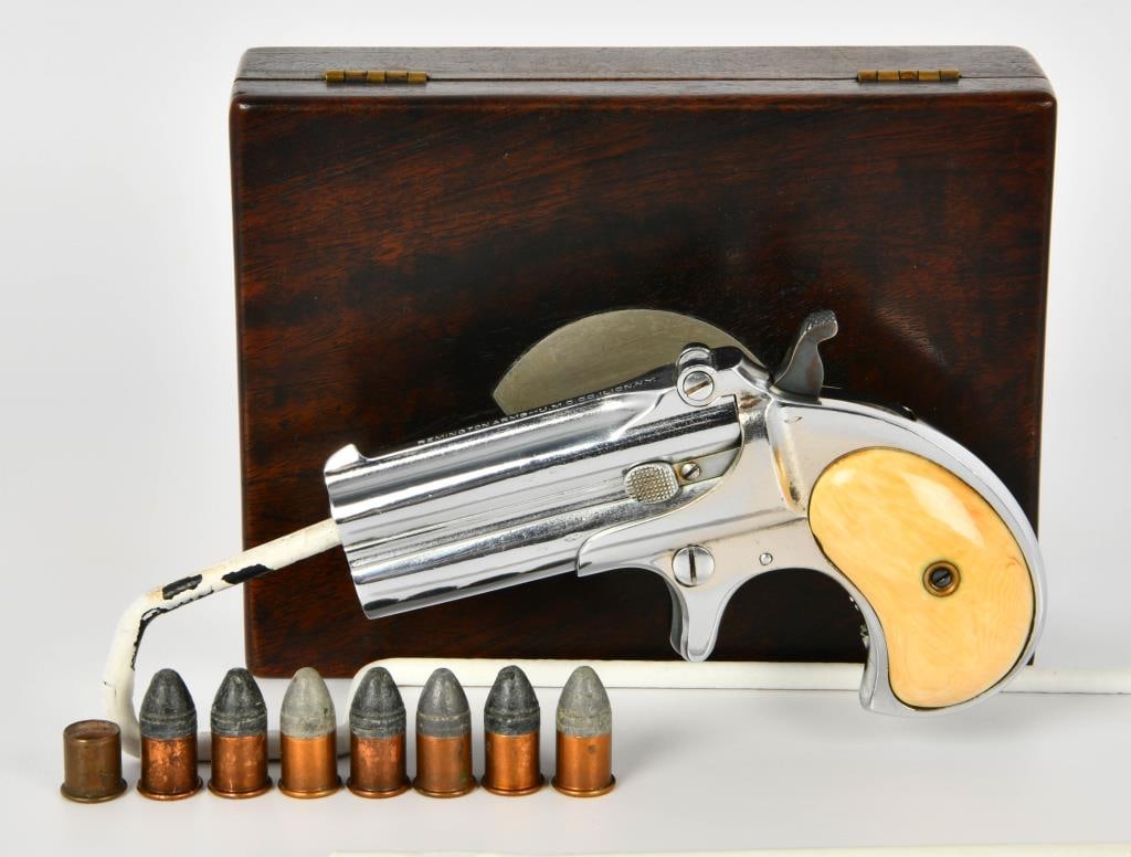 Remington 95 Nickel Derringer .41 Rim Fire: Up Next We Have a Cool Old Remington 95 Nickel Derringer 4th Model Chambered in .41 Short Rim Fire, This Example Appears in Excellent COndition With Bright Shiny Nickel, British Proofs, and Comes in a