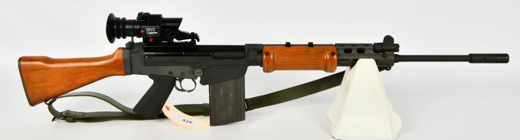 D.S. Arms Israeli SA-58 FN FAL Heavy Barrel 7.62: Up Next We Have a D.S. Arms Israeli SA-58 FN FAL Heavy Barrel Semi Auto Rifle Chambered in 7.62 NATO (.308) It Comes With One Magazine, Green Leather Sling, Wood Furniture, and Topped With a Sightunit