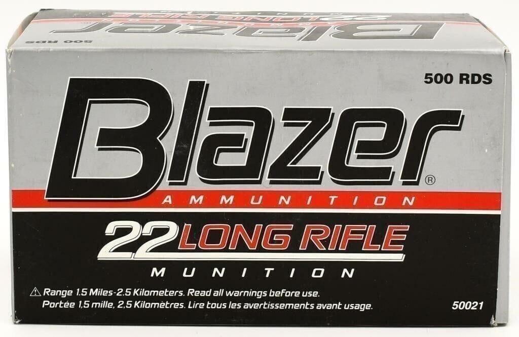 500 Rounds Of Blazer .22 LR Ammunition: 500 Rounds Of Blazer .22 LR Ammunition 40 Grain , 500 Round Brick Of .22 Long Rifle Ammunition
