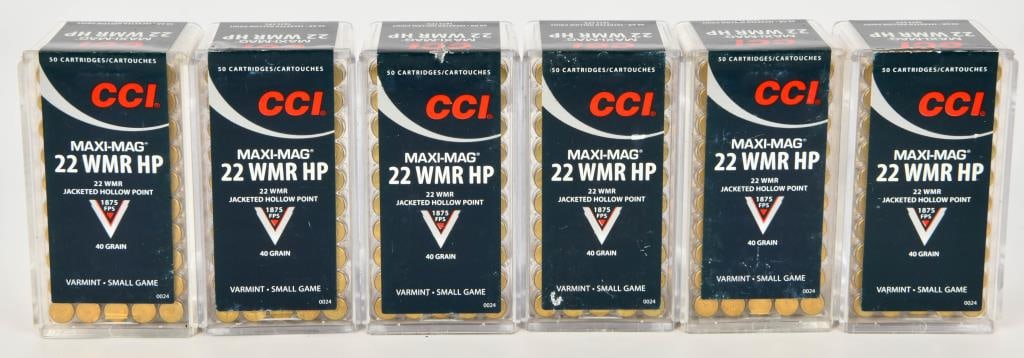 300 Rounds Of CCI Maxi-Mag .22 WMR Ammunition: 40 Grain Jacketed Hollow Point Ammunition