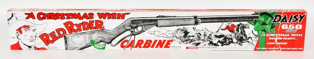 New in the Box Daisy Red Ryder Carbine BB Gun: Christmas Edition 650 Shot 350 FPS .177 Caliber BB Gun Lever Cocking Spring Air