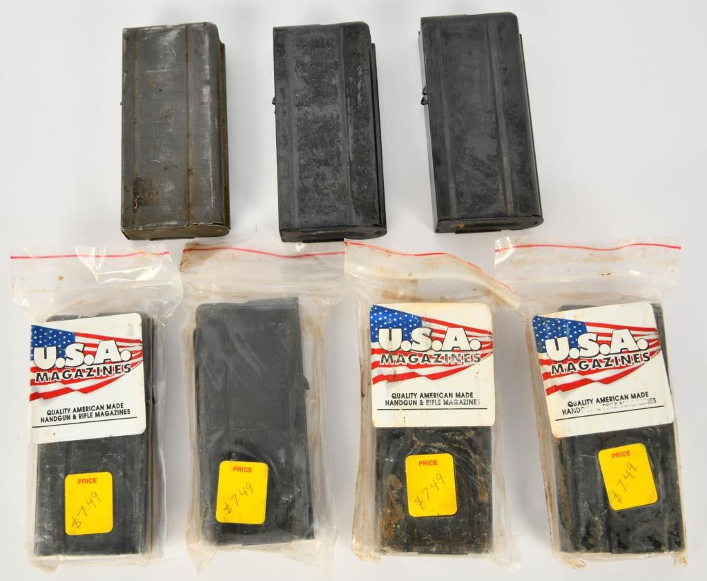 7 15 Round M1 Carbine Metal Magazines: Some Are Marked LU , Some Are Marked BW & Some Are Marked AI