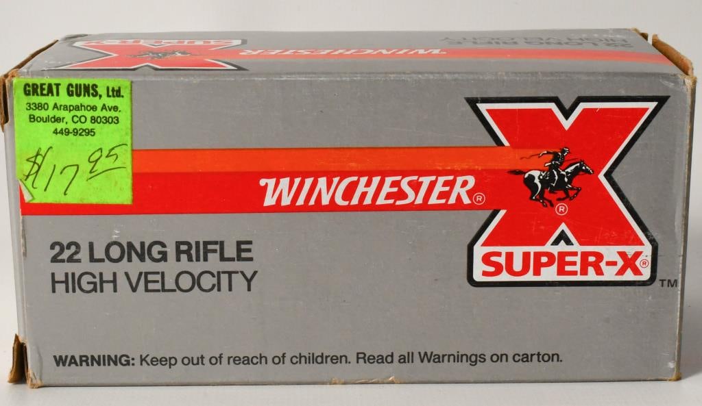 500 rd Winchester .22 LR high velocity ammunition: lot contains 500 rds of the Winchester .22 LR high velocity ammunition