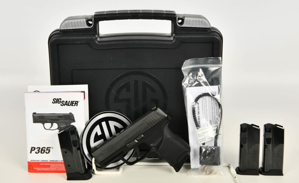 NEW SIG Sauer P365 Micro-Compact 9mm Semi Auto: Up Next We Have a SIG Sauer P365 Micro-Compact Semi Auto Pistol Chambered in 9mm Luger, 3.1" Barrel, Comes WIth Four 10 Round Magazines, X-Ray3 Sights, Manual Safety, Polymer Frame, Matte Black Finish