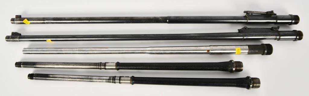 5 Unknown Unmarked Replacement Barrels: Hello, firearm enthusiasts! Up for auction is a lot of 5 unmarked replacement barrels, some featuring iron sights. While their specific origins and calibers are unknown, these barrels offer potential