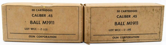 100 Rounds Of Ball M1911 .45 ACP Ammunition