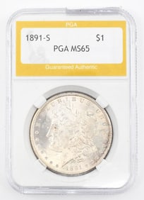 Uncirculated PGA Graded Morgan Silver Dollar