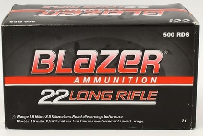 500 Rounds Of Blazer .22 LR Ammunition