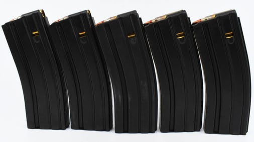 5 Duramag Magazines Loaded With 5.56 Ammunition