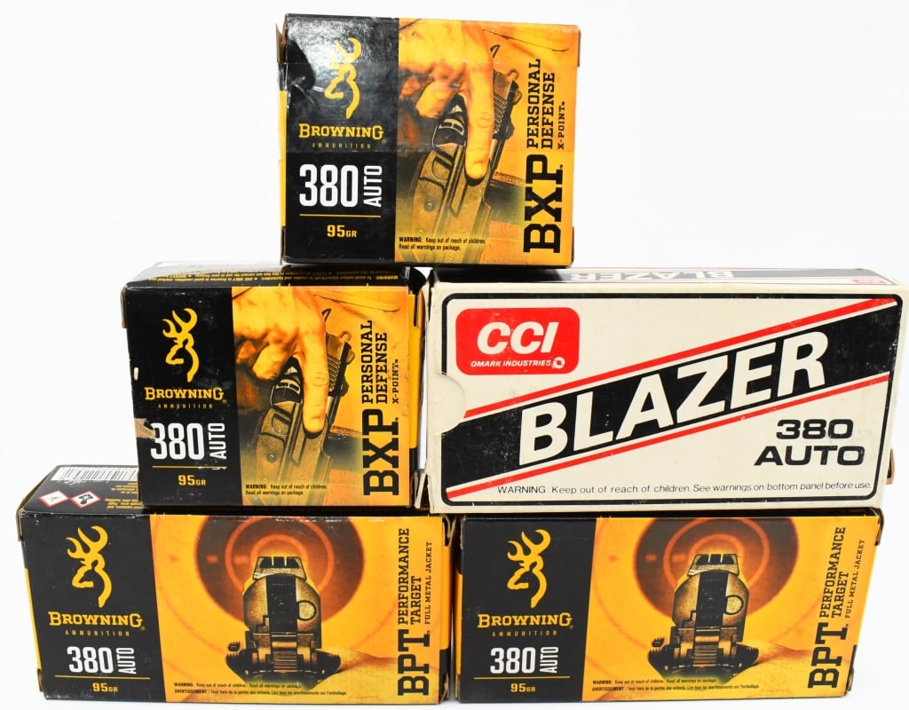 250 Rounds Of .380 ACP Ammunition: 200 Rounds Are Browning 95 Grain, & 50 Rounds Are CCI Blazer 95 Grain FMJ