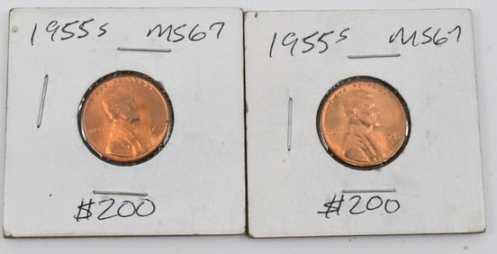 2 Uncirculated 1955 Lincoln Wheat Pennies