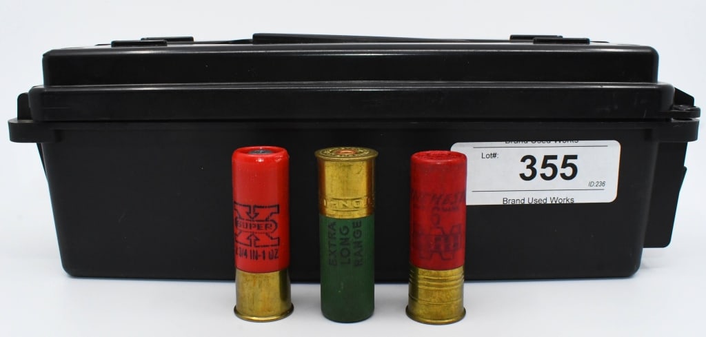 30 Rds of Mixed 12 Ga Shotshells W/ Ammo Can: Various Head Stamped 12 Gauge Shotshells With Small Size Plastic Storage Container