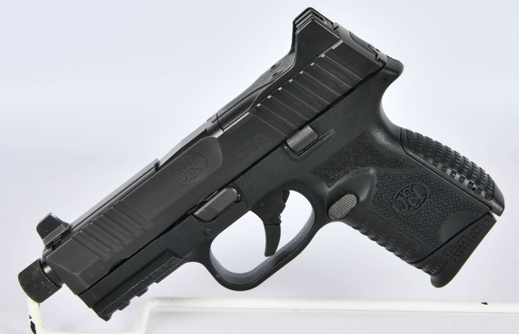 FNH FN-509 Tactical Semi Auto Pistol 9MM: Up Next We Have a Sweet FNH FN-509 Tactical Semi Auto Pistol Chambered in 9mm Luger, 4.5" Threaded Barrel, Comes With a One 10 Round Magazine, Ambidextrous Controls, Night Sights, Polymer Frame, Appea