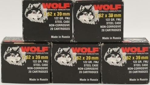 100 Rounds Of Wolf 7.62x39 Ammunition